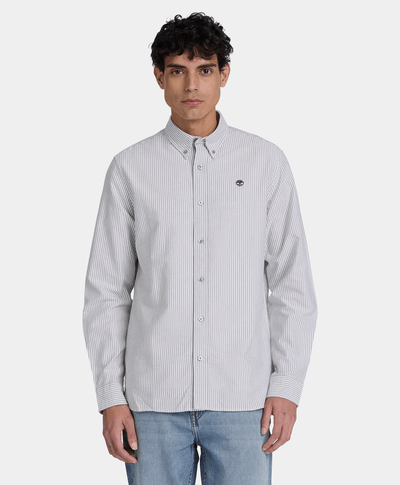 Camisa Oxford a rayas Lake Warner para hombre, Negro