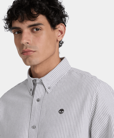 Camisa Oxford a rayas Lake Warner para hombre, Negro