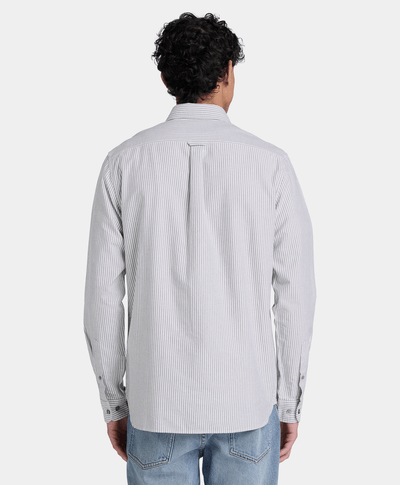 Camisa Oxford a rayas Lake Warner para hombre, Negro