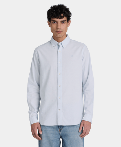 Camisa Oxford de manga larga para hombre, Azul