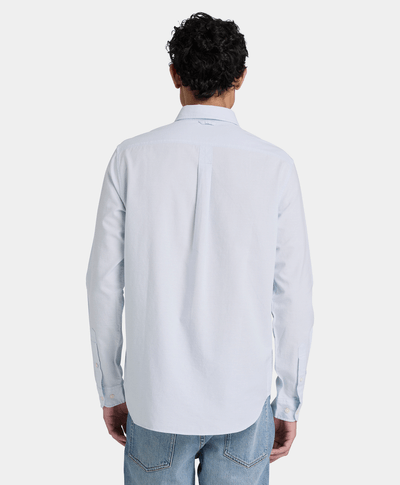 Camisa Oxford de manga larga para hombre, Azul