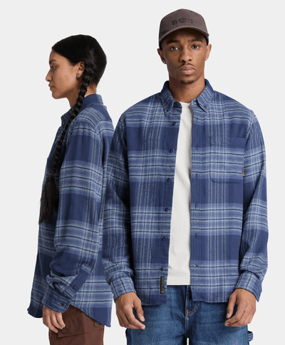 Camisa regular de cuadros para hombre, Azul