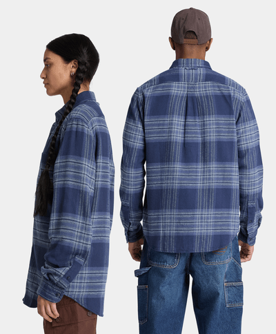 Camisa regular de cuadros para hombre, Azul