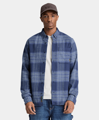 Camisa regular de cuadros para hombre, Azul