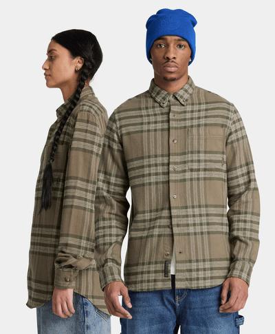 Camisa regular de cuadros para hombre, Verde