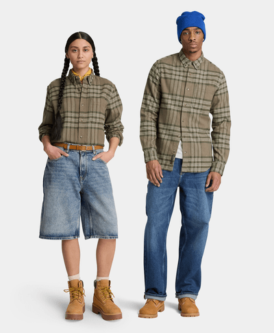 Camisa regular de cuadros para hombre, Verde