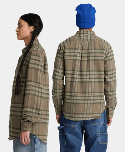 Camisa regular de cuadros para hombre, Verde