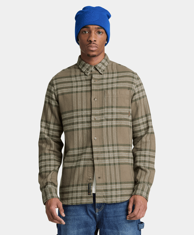 Camisa regular de cuadros para hombre, Verde