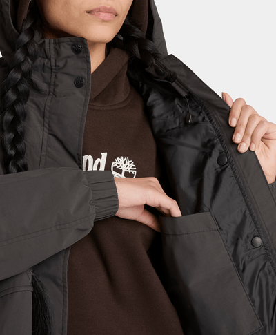 Chamarra impermeable para mujer, Negro