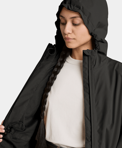 Chamarra impermeable para mujer, Negro