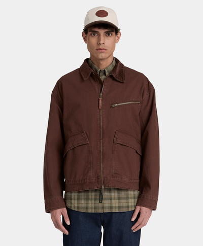 Chamarra Strafford de algodón para hombre, Café