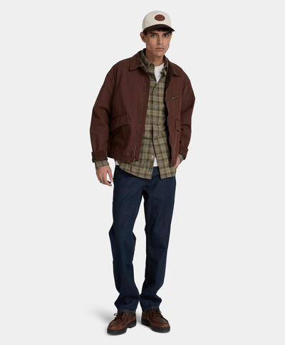 Chamarra Strafford de algodón para hombre, Café