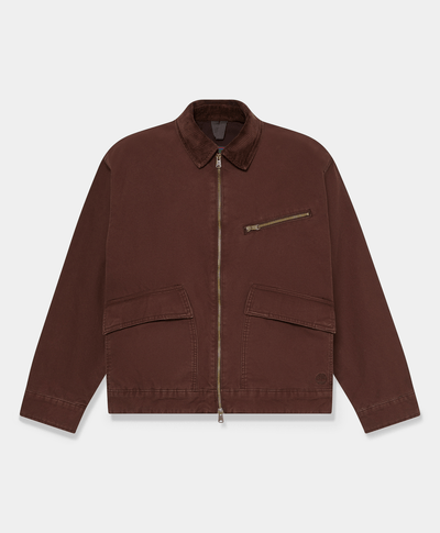Chamarra Strafford de algodón para hombre, Café