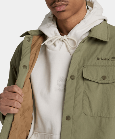 Chamarra tipo shacket aislante repelente al agua para hombre, Verde