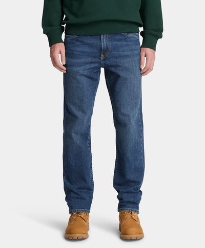 Pantalón de mezclilla recto para hombre, Azul