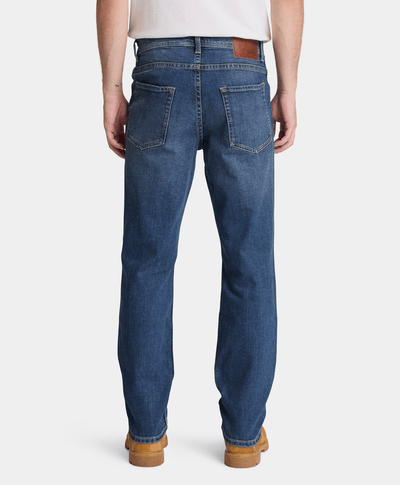 Pantalón de mezclilla recto para hombre, Azul