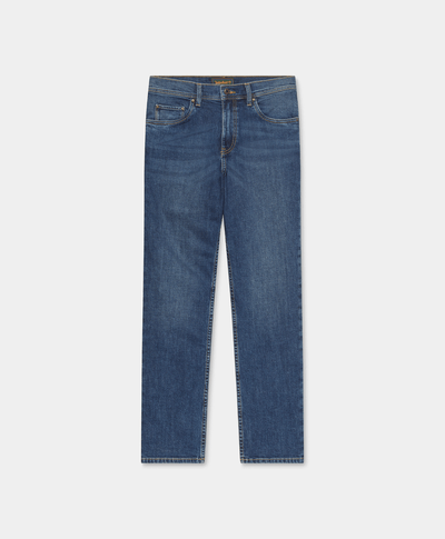 Pantalón de mezclilla recto para hombre, Azul