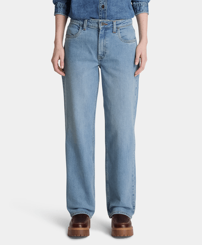 Pantalón de mezclilla recto para mujer, Azul