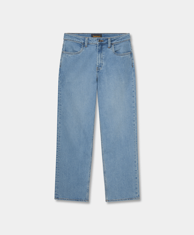 Pantalón de mezclilla recto para mujer, Azul