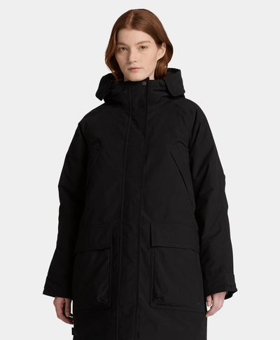Parka de invierno impermeable y aislante para mujer, Negro