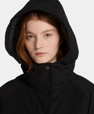 Parka de invierno impermeable y aislante para mujer, Negro