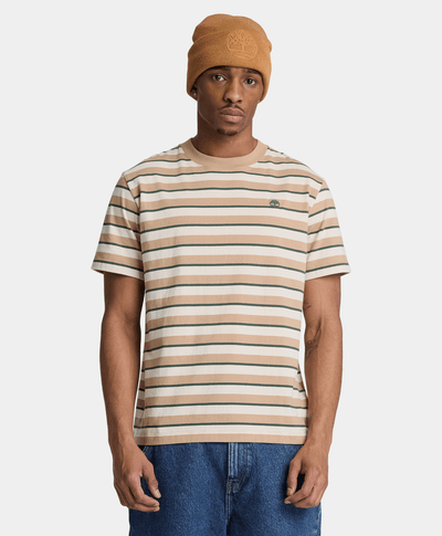 Playera de manga corta a rayas para hombre, Beige