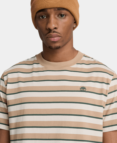 Playera de manga corta a rayas para hombre, Beige