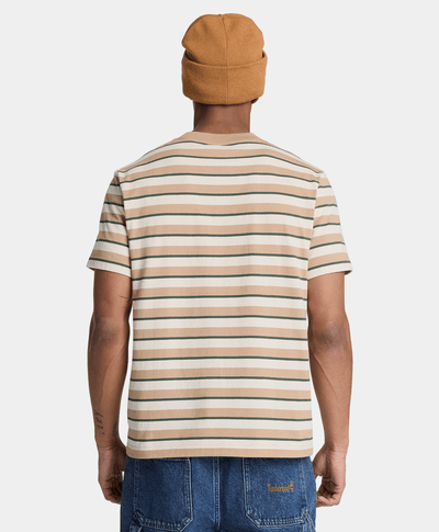 Playera de manga corta a rayas para hombre, Beige
