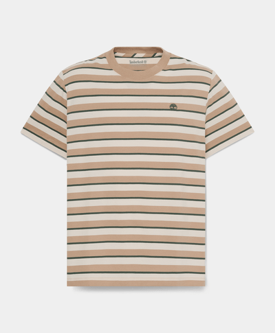 Playera de manga corta a rayas para hombre, Beige