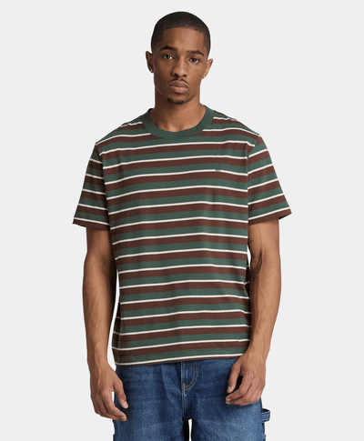 Playera de manga corta a rayas para hombre, Verde