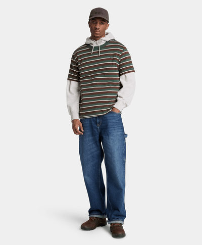 Playera de manga corta a rayas para hombre, Verde