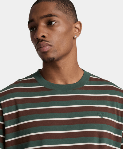 Playera de manga corta a rayas para hombre, Verde