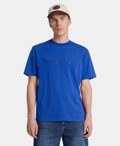 Playera de manga corta bordada para hombre, Azul