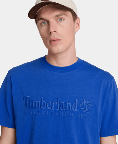 Playera de manga corta bordada para hombre, Azul
