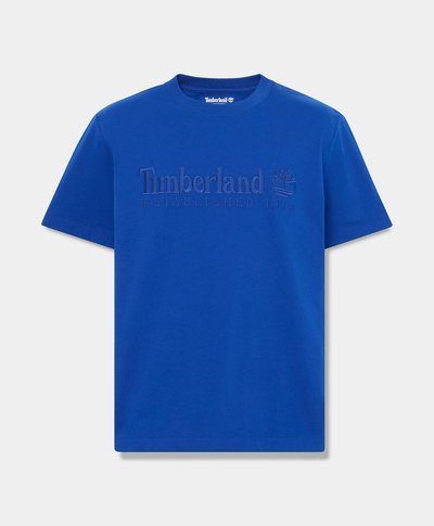 Playera de manga corta bordada para hombre, Azul