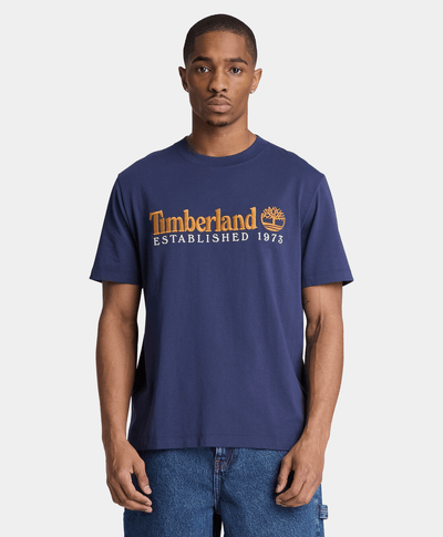 Playera de manga corta bordada para hombre, Azul