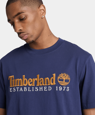 Playera de manga corta bordada para hombre, Azul