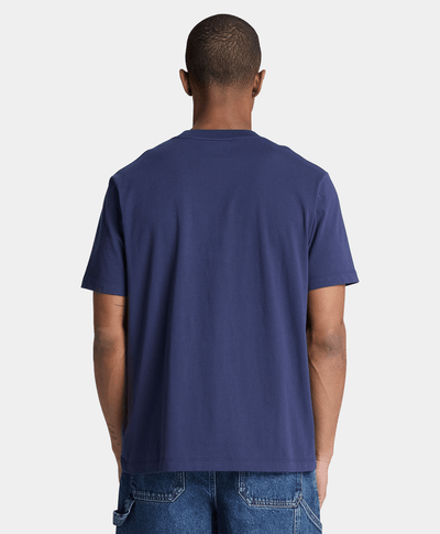 Playera de manga corta bordada para hombre, Azul