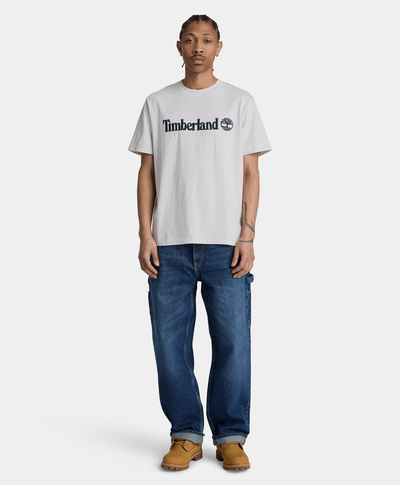 Playera de manga corta bordada para hombre, Beige
