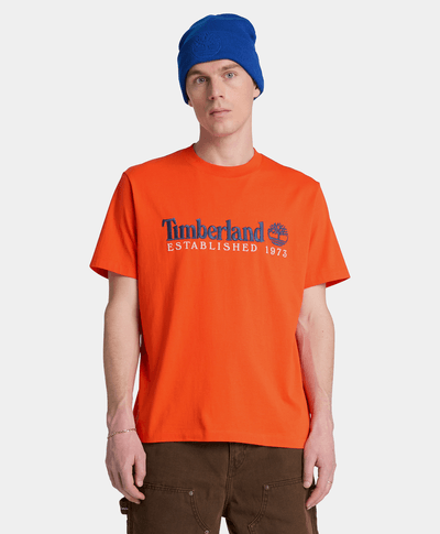 Playera de manga corta bordada para hombre, Naranja