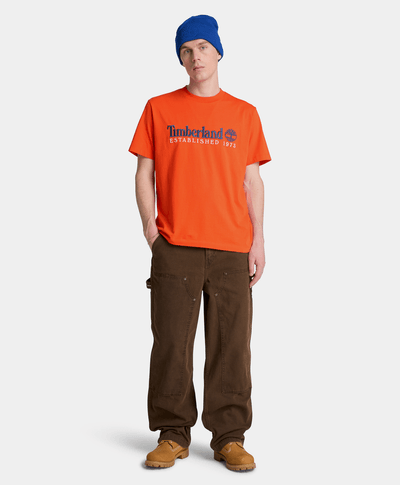 Playera de manga corta bordada para hombre, Naranja