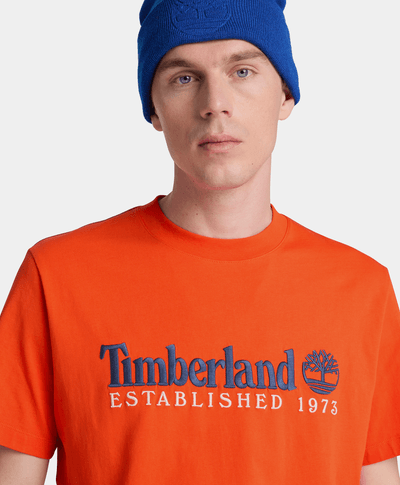 Playera de manga corta bordada para hombre, Naranja