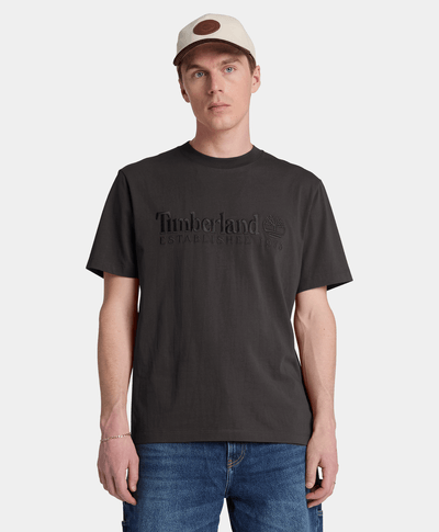 Playera de manga corta bordada para hombre, Negro