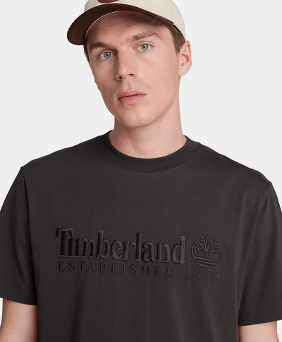 Playera de manga corta bordada para hombre, Negro