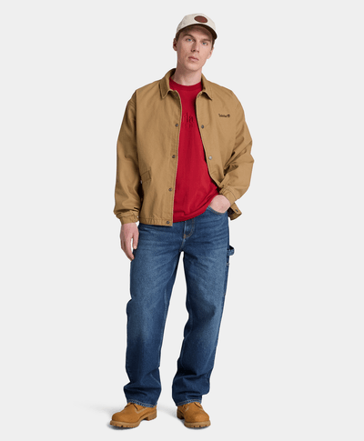 Playera de manga corta bordada para hombre, Rojo