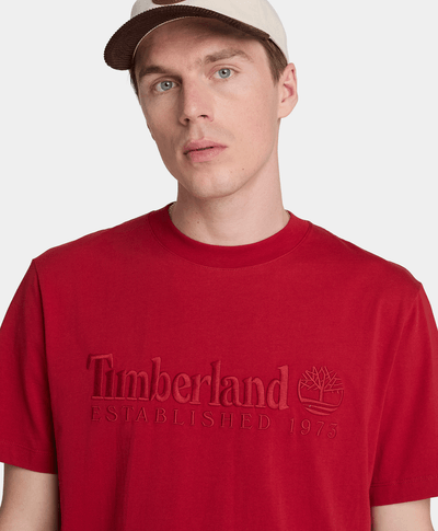 Playera de manga corta bordada para hombre, Rojo