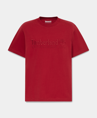 Playera de manga corta bordada para hombre, Rojo