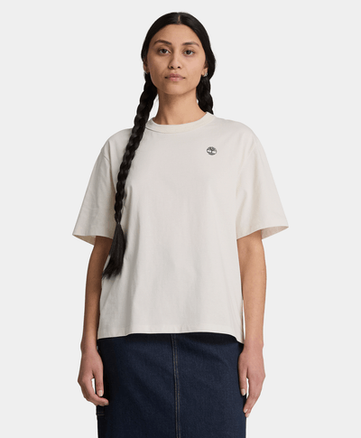 Playera de manga corta con estampado de temporada para mujer, Beige