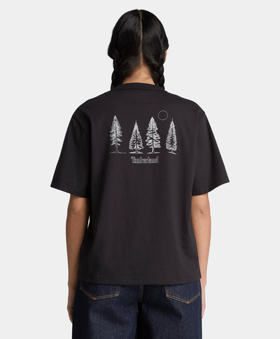 Playera de manga corta con estampado de temporada para mujer, Negro