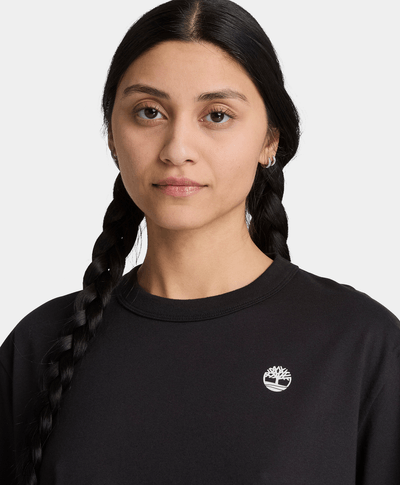Playera de manga corta con estampado de temporada para mujer, Negro